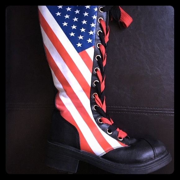 Shoes - American Flag Combat Boots